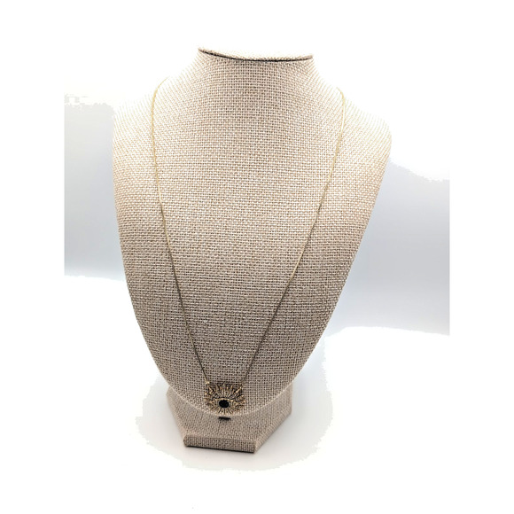 Green And White Cz multi-stone Evil Eye goldtone Necklace 18" W/ Extender nice! - Picture 3 of 7